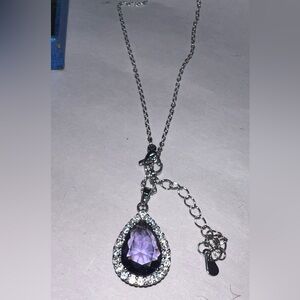 Elegant Silver-tone and Purple Necklace, Earrings and Ring set - NEW